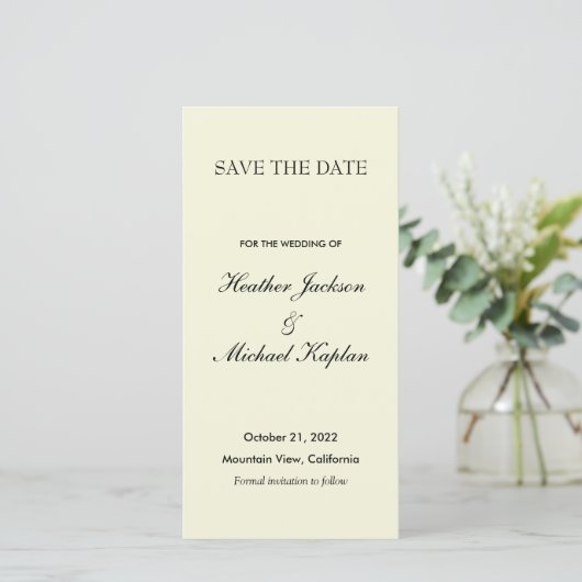 Beige bruiloft professional minimalist save the date (Staand voorkant)