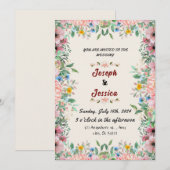 Beige bruiloft, romantische bloemenelegantie kaart (Voorkant / Achterkant)