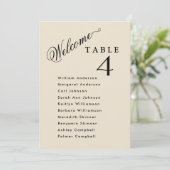 Beige, bruiloft zitplan Kaarten met gastennamen (Staand voorkant)