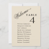 Beige, bruiloft zitplan Kaarten met gastennamen (Achterkant)