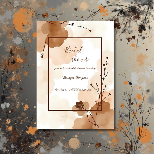 beige bruin abstract Rustic boho Vrijgezellenfeest Kaart