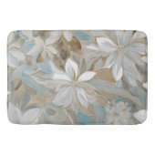 Beige Bruin Blauwgroen Blauw Bloemen Badmat (Voorkant)