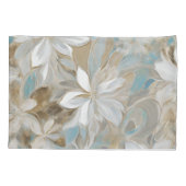 Beige Bruin Blauwgroen Blauw Bloemen Kussensloop (Achterkant)