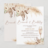 Beige Bruin Boho Brunch Bubbly Vrijgezellenfeest Kaart (Voorkant / Achterkant)