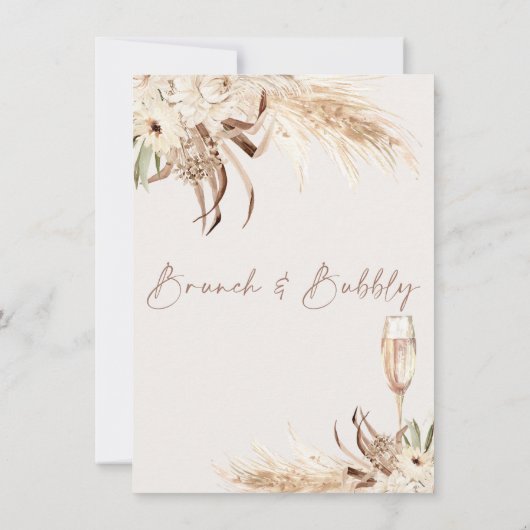 Beige Bruin Boho Brunch Bubbly Vrijgezellenfeest Kaart (Achterkant)