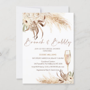 Beige Bruin Boho Brunch Bubbly Vrijgezellenfeest Kaart