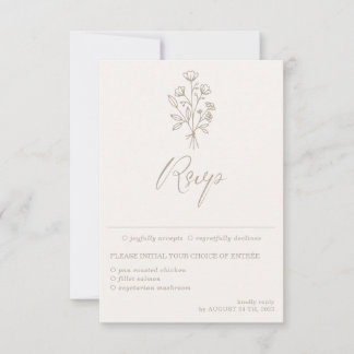 Beige bruin botanische kalligrafie Keuze uit beige RSVP Kaartje
