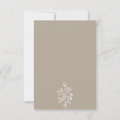 Beige bruin botanische kalligrafie Keuze uit beige RSVP Kaartje (Achterkant)