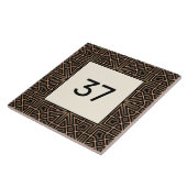 Beige & Bruin Chique Fancy Deco Huis Nummer Plaque Tegeltje (Zijkant)