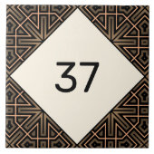 Beige & Bruin Chique Fancy Deco Huis Nummer Plaque Tegeltje (Voorkant)