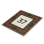 Beige & Bruin Chique Fancy Deco Huis Nummer Plaque Tegeltje (Zijkant)