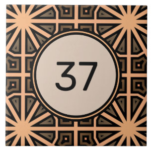 Beige & Bruin Chique Fancy Deco Huis Nummer Plaque Tegeltje