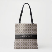 Beige & Bruin Diamant Patroon Tote Bag (Voorkant)