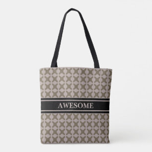 Beige & Bruin Diamant Patroon Tote Bag