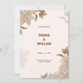 Beige Bruin Elegante Esthetische Huwelijksuitnodig Kaart (Voorkant)