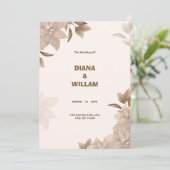 Beige Bruin Elegante Esthetische Huwelijksuitnodig Kaart (Staand voorkant)