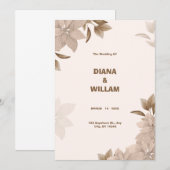 Beige Bruin Elegante Esthetische Huwelijksuitnodig Kaart (Voorkant / Achterkant)