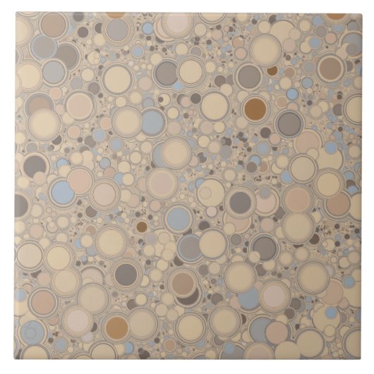 Beige bruin en blauwe willekeurige cirkels keramis tegeltje (Voorkant)