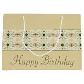 Beige bruin en donkergroen groot cadeauzakje (Voorkant)