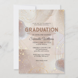 Beige Bruin en Roze Goud Glitters Afstuderen Kaart