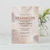 Beige Bruin en Roze Goud Glitters Afstuderen Kaart (Staand voorkant)