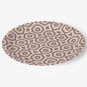 Beige Bruin Geometrisch Patroon Art Deco Papieren Bordje (Gekanteld)