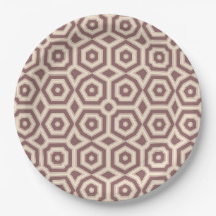 Beige Bruin Geometrisch Patroon Art Deco Papieren Bordje