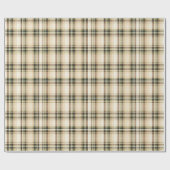 Beige Bruin Groen Tartan Plaid Gift voor Hem Cadeaupapier (Vlak)