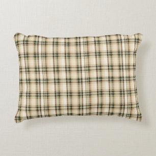 Beige Bruin Groen Tartan Schotlandse Ruit Accent Kussen