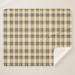 Beige Bruin Groen Tartan Schotse Ruit Cadeau voor Sherpa Deken