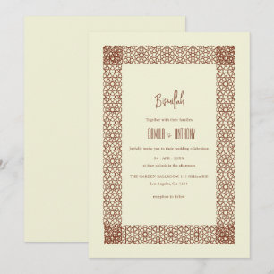 Beige Bruin Islamitisch Geometrisch Twee Grens Bru Kaart