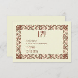 Beige Bruin Islamitisch Geometrisch Twee Grens Bru RSVP Kaartje