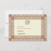 Beige Bruin Islamitisch Geometrisch Twee Grens Bru RSVP Kaartje (Voorkant)