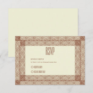 Beige Bruin Islamitisch Geometrisch Twee Grens Bru RSVP Kaartje