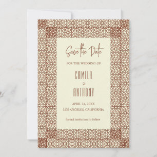 Beige Bruin Islamitisch Geometrisch Twee Rand Brui Kaart