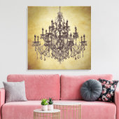 Beige Bruin Kroonluchter Canvas Art Print (Insitu (Woonkamer))