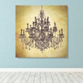 Beige Bruin Kroonluchter Canvas Art Print (Insitu (Houten vloer))