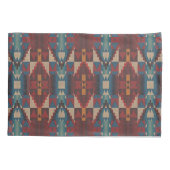 Beige Bruin Maroon Rood Donkerblauw Blauwgroen Tri Kussensloop (Achterkant-Links)