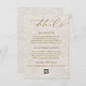 Beige Bruin Mini Elegante Trouwdetails Informatiekaartje (Voorkant / Achterkant)