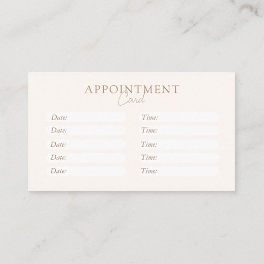 Beige & Bruin, Minimaal, Elegant, Salon Afsprakenkaartje (Achterkant)