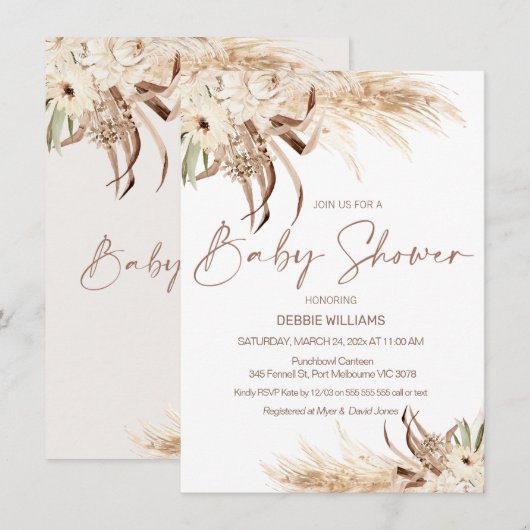 Beige bruin Pampas Grass Vrijgezellenfeest Kaart (Voorkant / Achterkant)