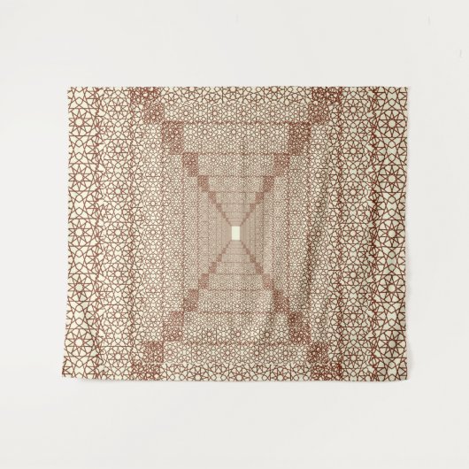 Beige Bruin Rustieke Islamitische Geometrische Enk Wandkleed (Voorkant (horizontaal))