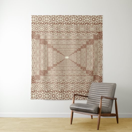 Beige Bruin Rustieke Islamitische Geometrische Enk Wandkleed (In situ)