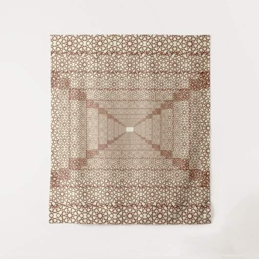 Beige Bruin Rustieke Islamitische Geometrische Enk Wandkleed (Voorkant)