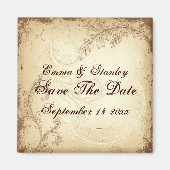 Beige bruin scrollblad Save the Date Magneet (Voorkant)