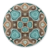 Beige bruin Seafoam Blauwgroen Groene Etnische Tri Keramische Knop (Voorkant)