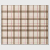 Beige bruin tartan geponste omslagpapier cadeaupapier (Vlak)