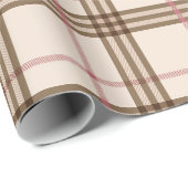 Beige bruin tartan geponste omslagpapier cadeaupapier (Rol Hoek)