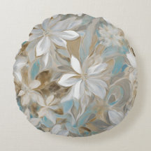 Beige Bruin Turquoise Blauwe Bloemen