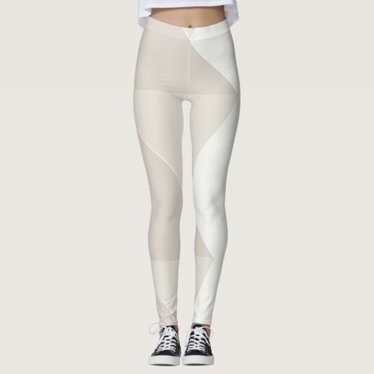 Beige bruin-witte pasta kleuren Modern elegant Leggings (Voorkant)